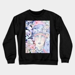 PASTEL FLOWERS CHINTZ ART DECO FLAPPER COLLAGE POSTER PRINT Crewneck Sweatshirt